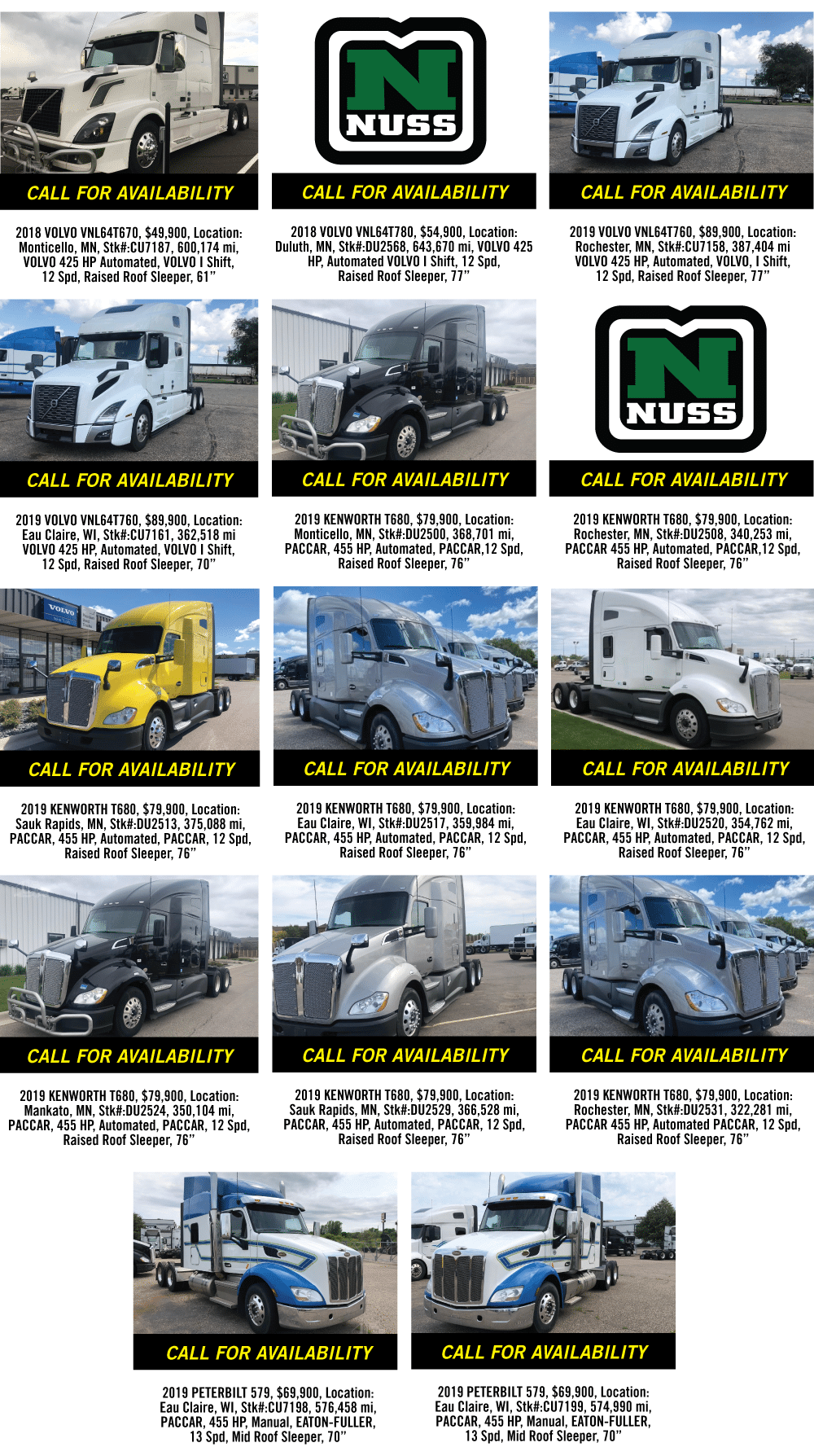 Huge Inventory Sale - Nuss Truck & Equipment